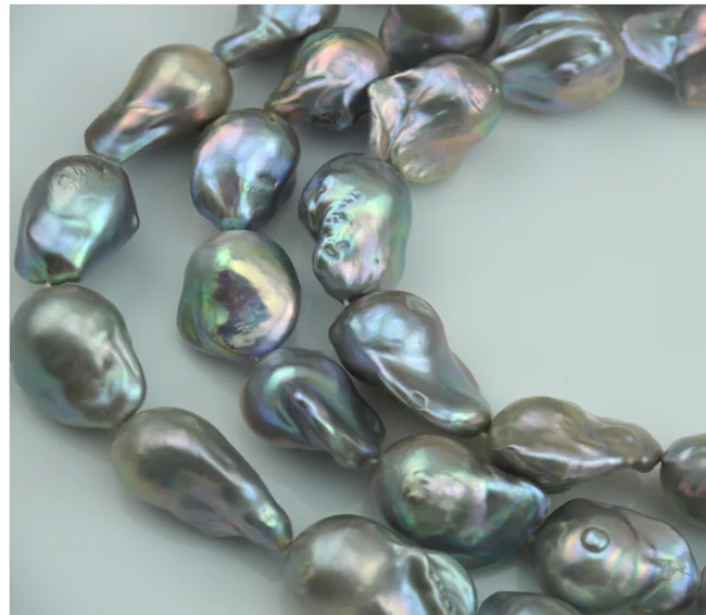 15x20mm Large Big Size Silver Grey Color Fireball Fresh Water Freshwater Baroque Pearl Strand