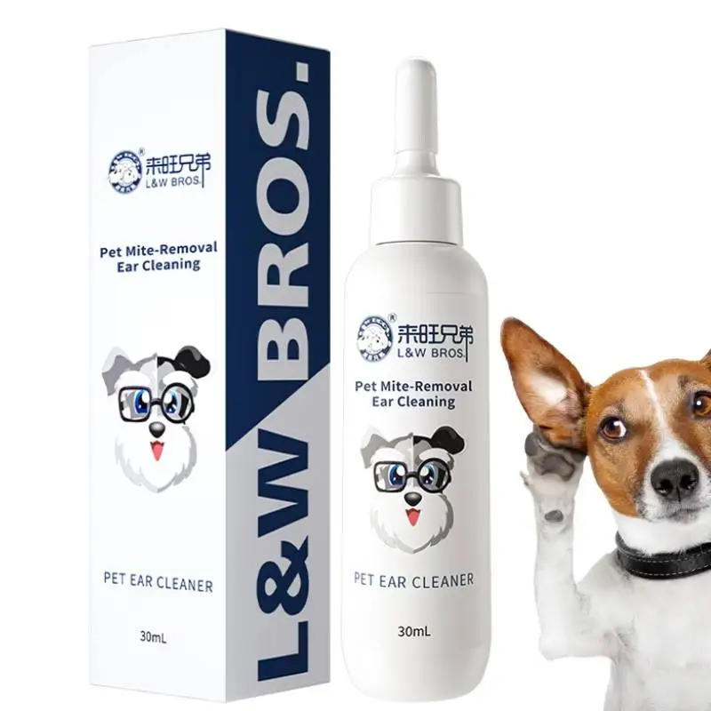 Custom Logo Pet Cat Dog Ear Drops Cleaner Reduces ear odor Degradable Hose Ear Cleaning and Wash to Remove Wax