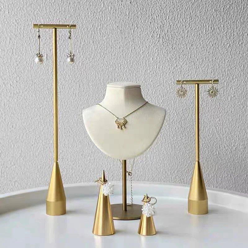 Metal Gold T Shape Earring Display Stand Jewelry Holders for Online Store Retail Store Photography Props Earring Storage Rack