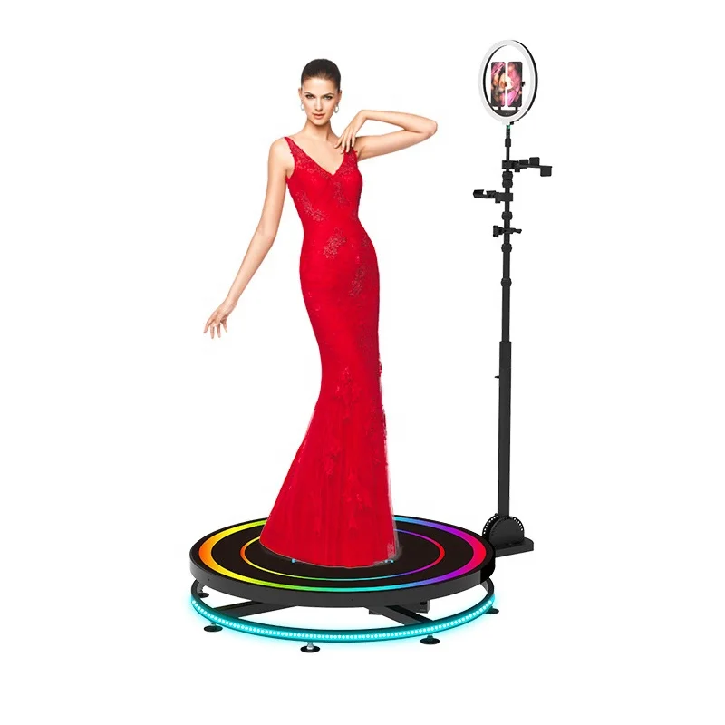 FBA Shipping Large in Stock automatic camera video booth 360 Photo Booth with LED Ring Lights for wedding party