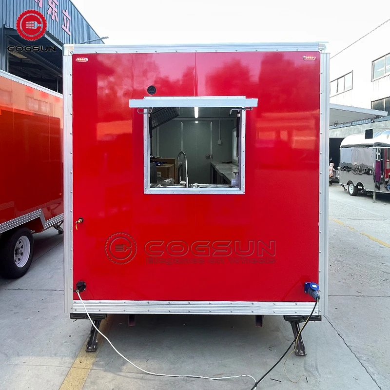Mobile Concession Window Setup with Full Kitchen Trailer Food Truck for Sale
