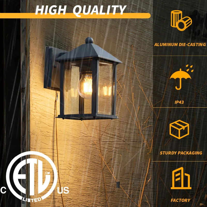 Aluminum outdoor ETL waterproof bracket installed electric  certificate multi-type illuminated courtyard wall lamp