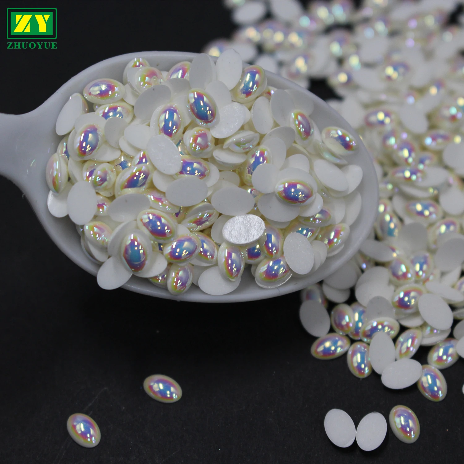 Wholesale 6*4mm ellipse shape epoxy resin , hot fix lead-free epoxy rhinestone which can be customized in different colors