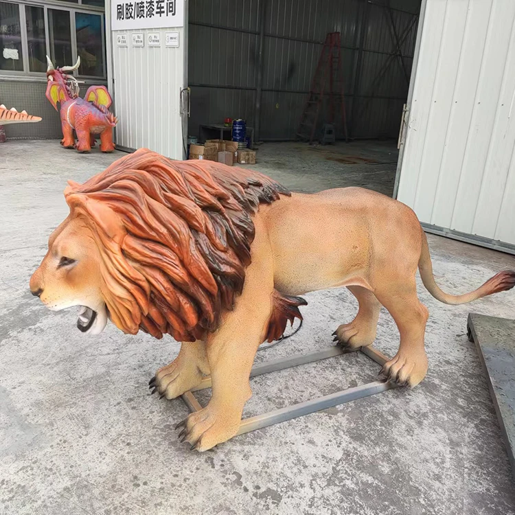 Theme Park Life Size Realistic Animatronic Animal Realistic Lion Model