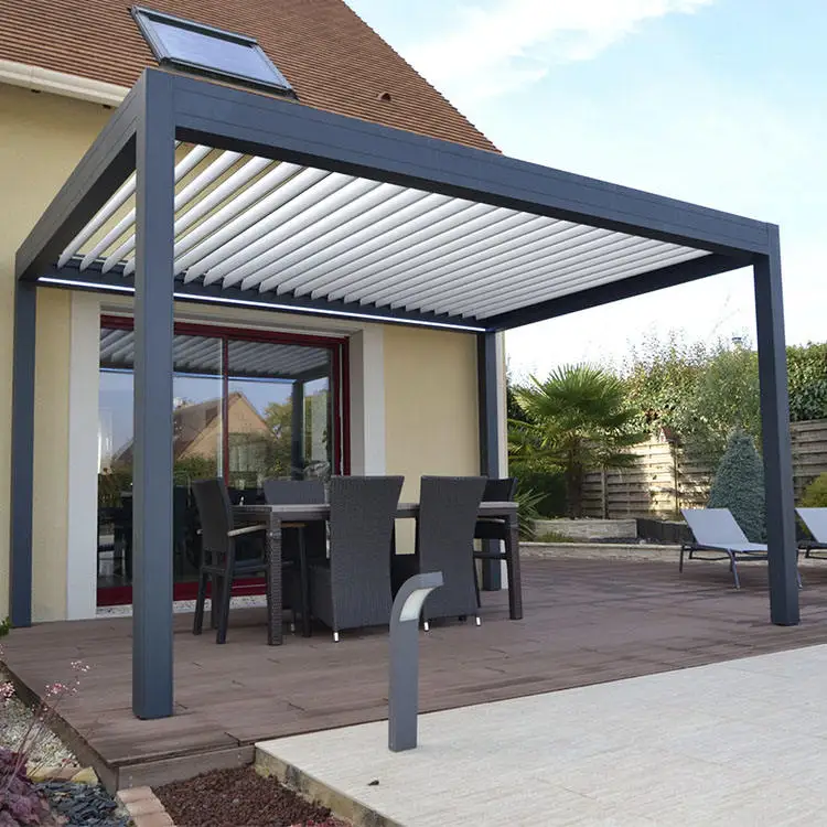 10x10 13x10 13x13x13 20x13 футов OEM Pergola Современная наружная биоклиматическая алюминиевая моторизованная жалюзи стальная беседка