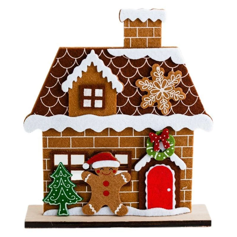 A264 Creative Felt Gingerbread Man and Christmas House Desktop Decorations New Outdoor Party Biscuits Box Christmas Decorations