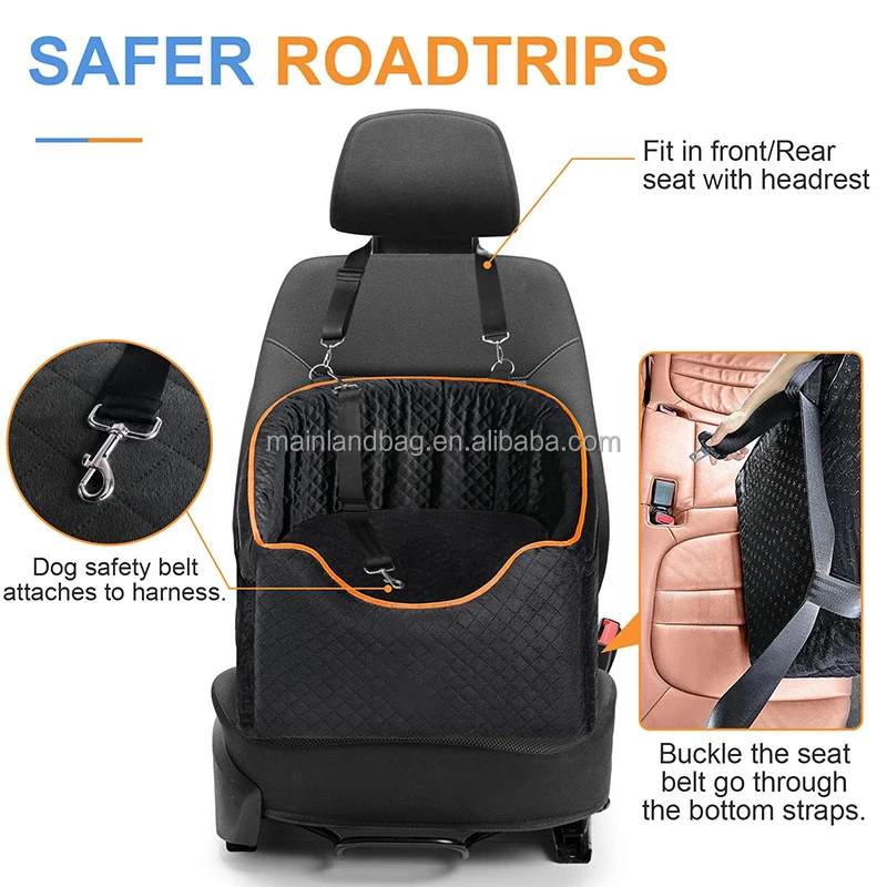 Dog Car Seat Memory Foam Booster Dog Seat for Dogs up to 35 lbs Pet Car Seat Travel Safety Washable Removable Cover Pet Bag