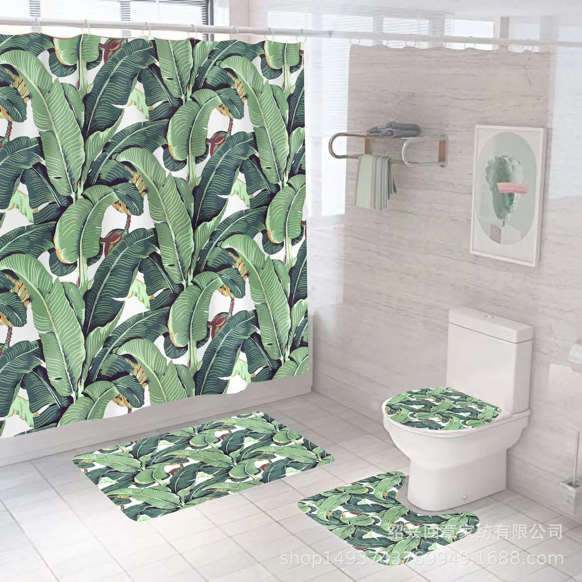 Modern 3D Printing Forest Shower Curtain Green Plant Tree Landscape Bath Curtain With Hooks For Bathroom waterproof scenery