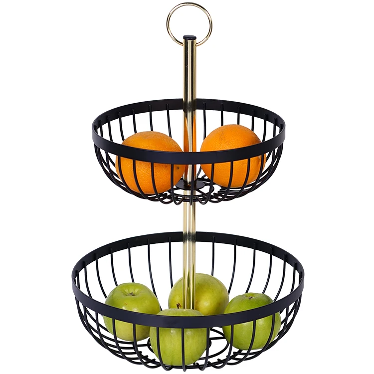 Top Fruit Basket Hot Sell  Durable Quality 2 Tier Metal Wire Mesh Fruit Basket
