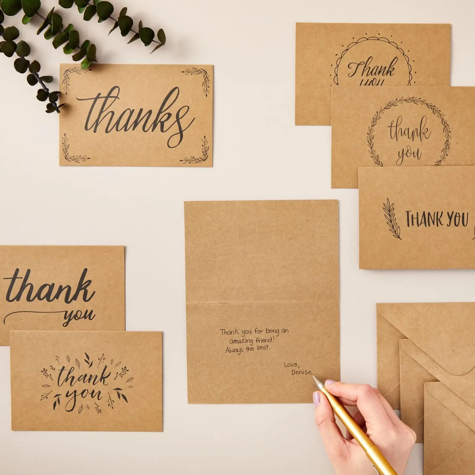 Eco Friendly Writable Custom Printing Kraft Thank You Cards with Envelop