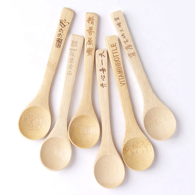 reusable nature powder coffee spoon 100% biodegradable logo engraving coconut oil mini wooden spoons