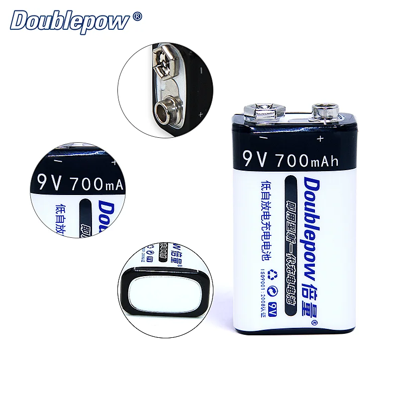 9V Li-Ion Rechargeable Emergency Battery 700mAh Low Self-Discharge Square Consumer Electronics Power Tools Golf Carts submarines