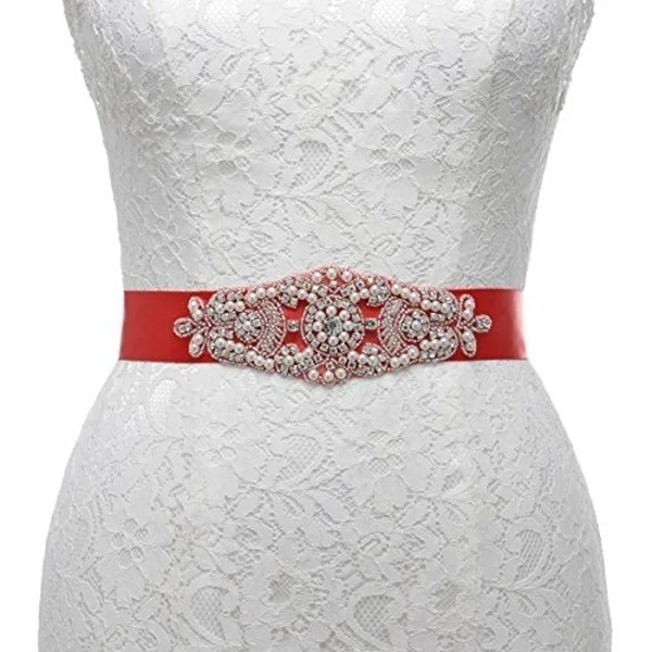
Wholesale Pearl Applique Bridal Sash Belt Design Embellishment Rhinestone Wedding Belt for Prom Bride Bridesmaids Dress 