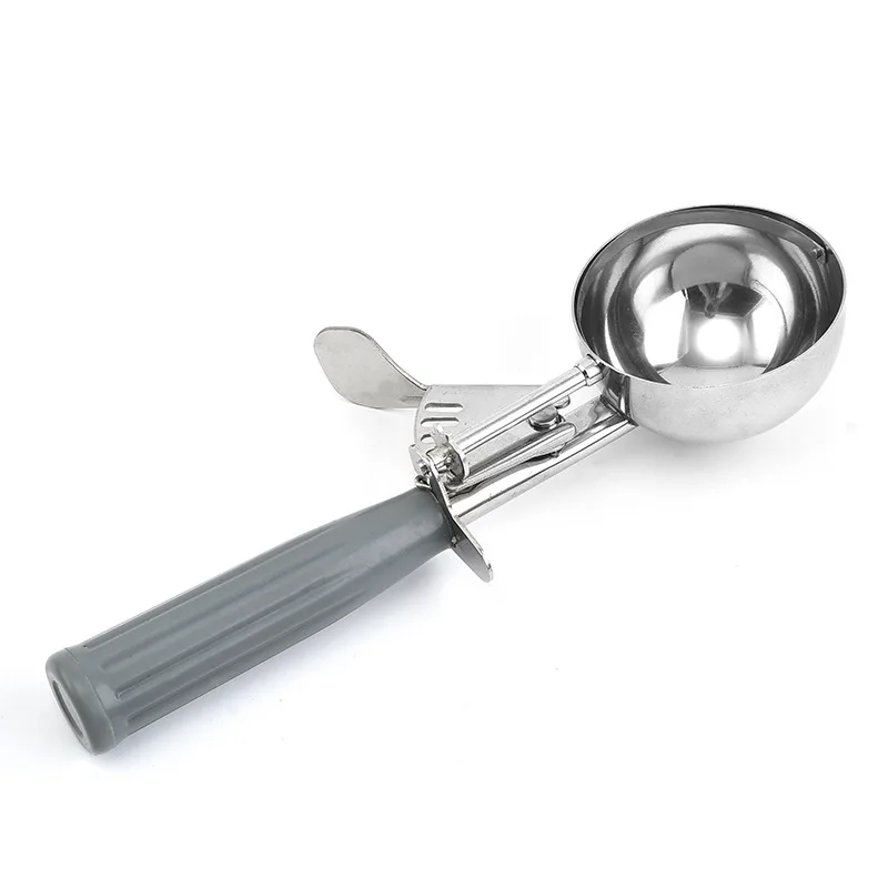 Factory Wholesale Ice Cream Scoop Fruit Ice Ball Maker Spoon Stainless Steel Ice Cream Scoop With Colorful Plastic Handle