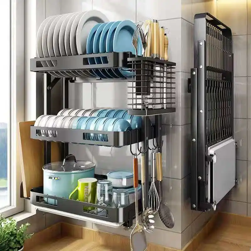 
Installation free Folding Spice Rack Stainless Steel Kitchen Shelves Wall Mount Supplies Multifunctional Condiment Storage Shelf 