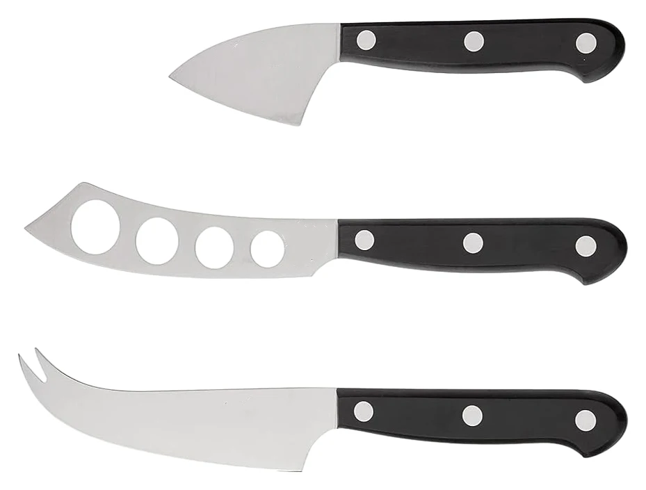 3-Piece Gourmet Cheese Knife Gift Set Parmesan or hard perforated  cheese knife semi-hard cheese knife with fork tip