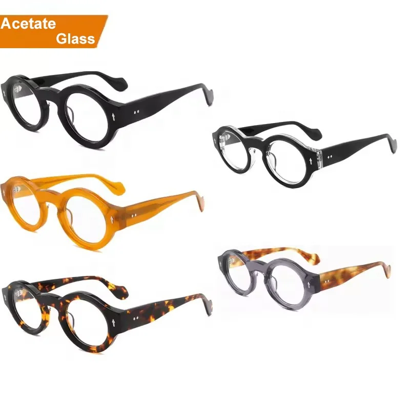 Fashion Round Thick Tortoise Acetate Eyewear Optical Glasses Frames for Women Men