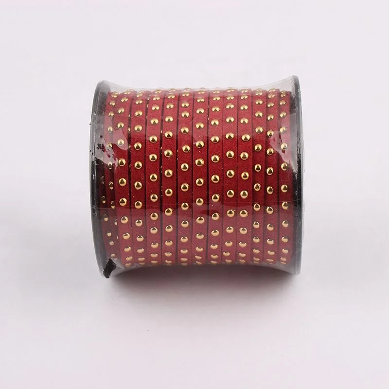 5mm Width 50y DIY Jewelry Material Textile Suede Rope Korean Leather Cords string Velvet Rope with beads