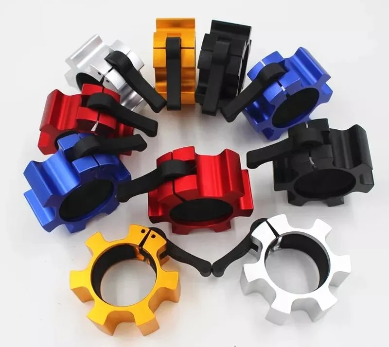 Lecheng aluminum Olimpic Barbell Clamps  Quick Release Barbell Locking Clamps Bar Weight Plates Collar Clips