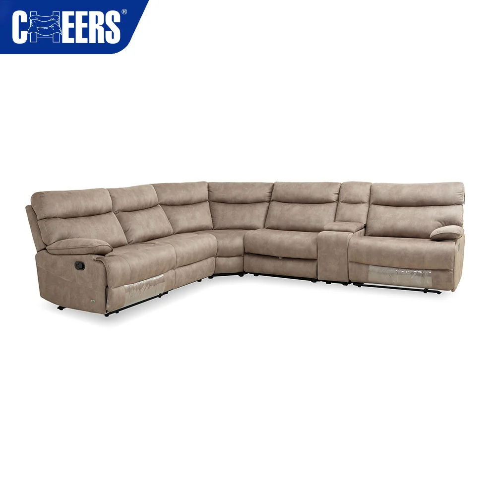 MANWAH CHEERS Living Room sofa Furniture 7 Seat Couch L Shape Recliner Fabric Sectional Sofas
