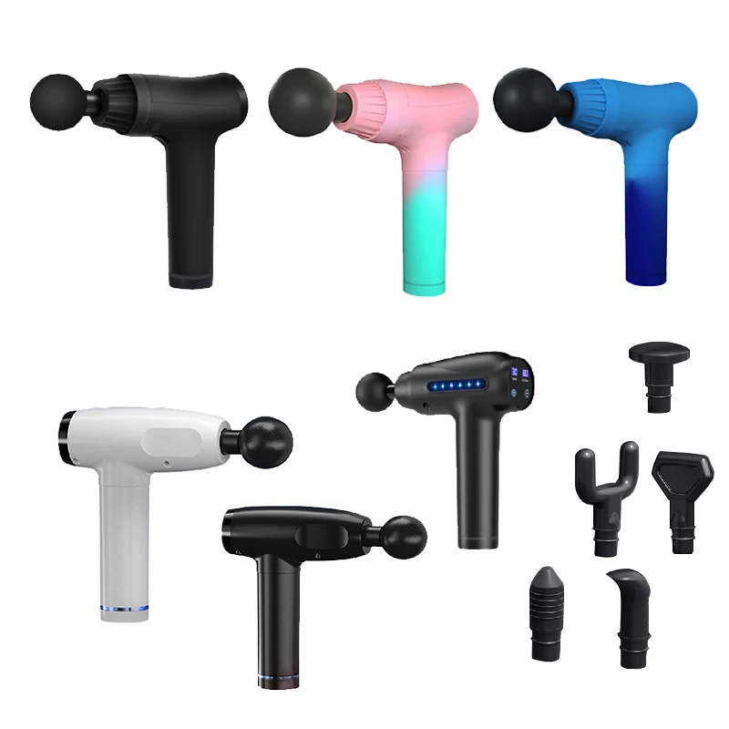 Dropshipping 6 Massage Heads Deep Tissue Percussion Muscle Body Massage Gun with Massage Gun Charging Base
