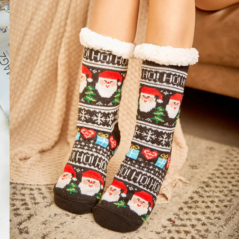 Indoor Slippers Wholesale Fuzzy Socks With Grips Women Thermal Warm Fluffy Christmas Socks