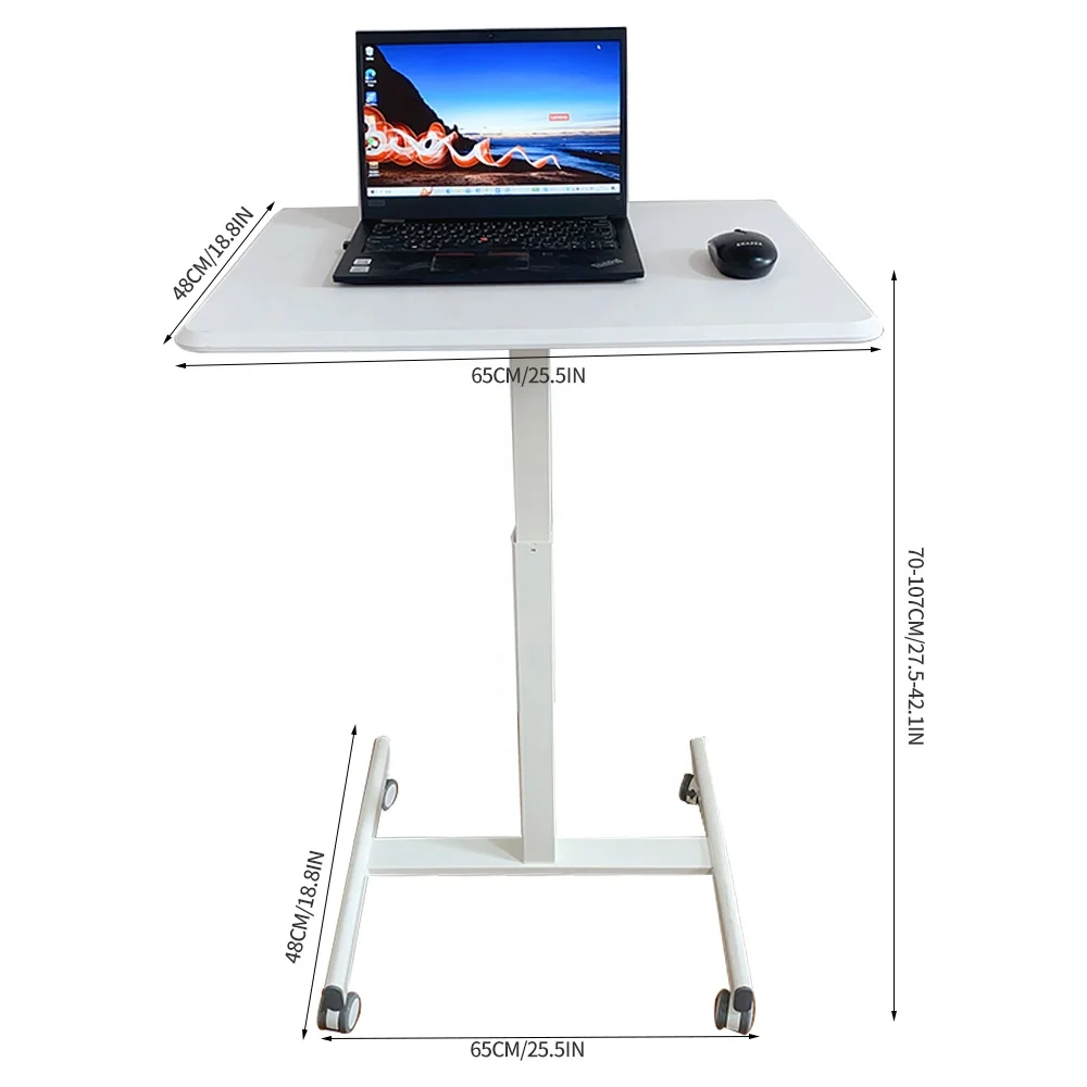 Home Office School Table Standing Desk Adjustable Height Mobile Portable Rolling Laptop Desk on Wheels Adjustable Desk