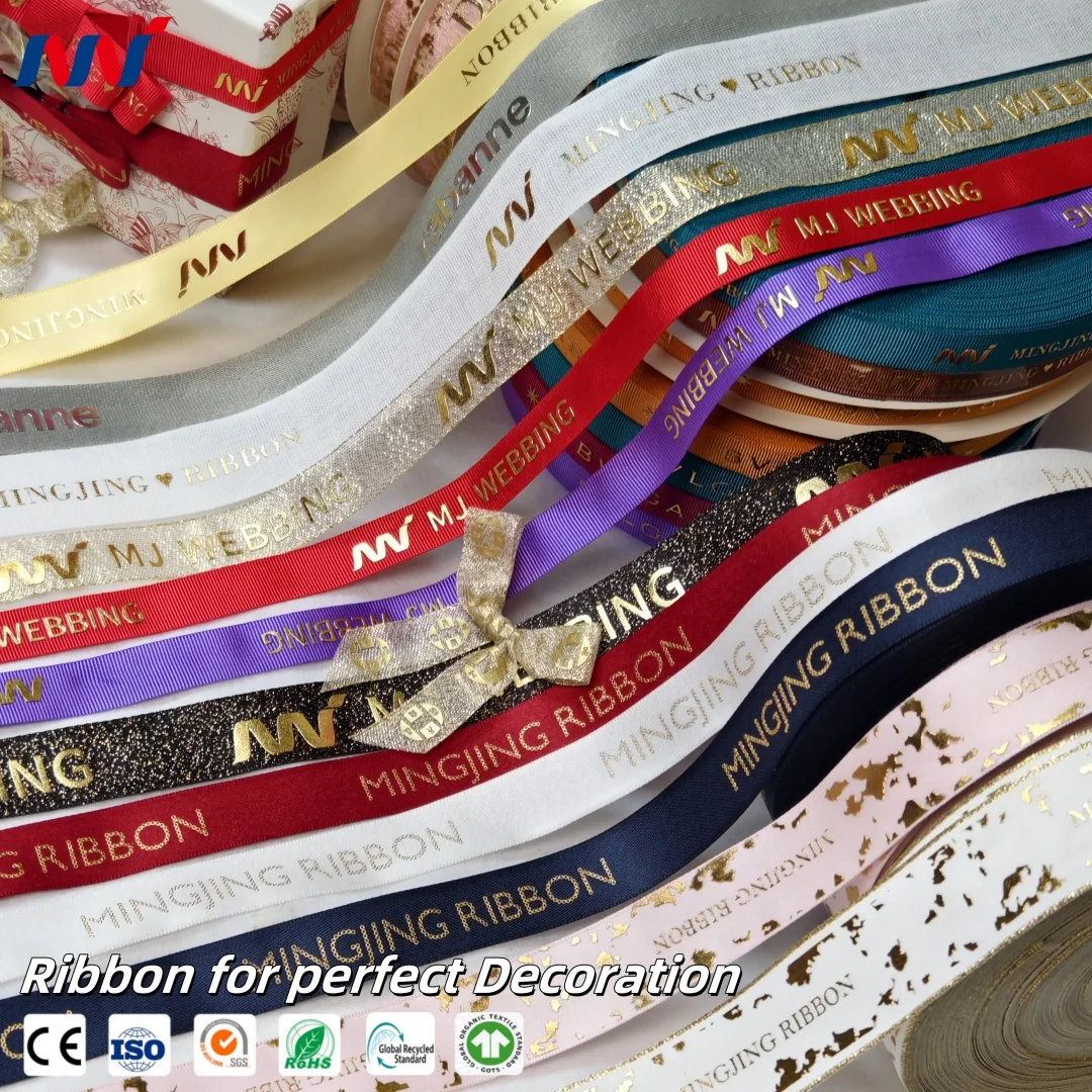 20 Years Ribbon Factory Custom Softness Glossiness Colorfastness Durability Grosgrain Silk Satin Printed Ribbon for Perfect Gift