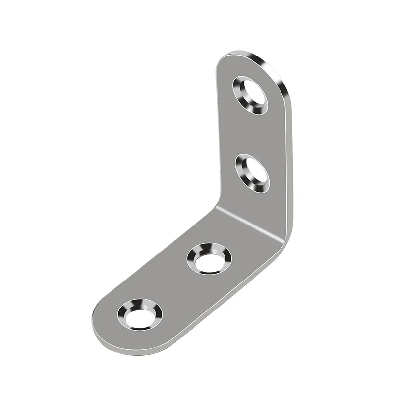 Stainless steel L shaped metal corner brackets for wood 90 degree kitchen cabinet brackets