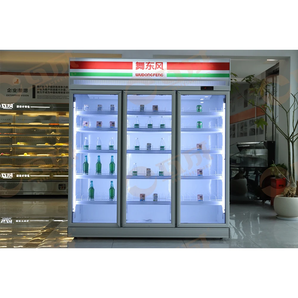 HUCHENG 3 стеклянные двери Cola холодильник дисплей коммерческий напитки кулер-черный MX-YLG1250F-T