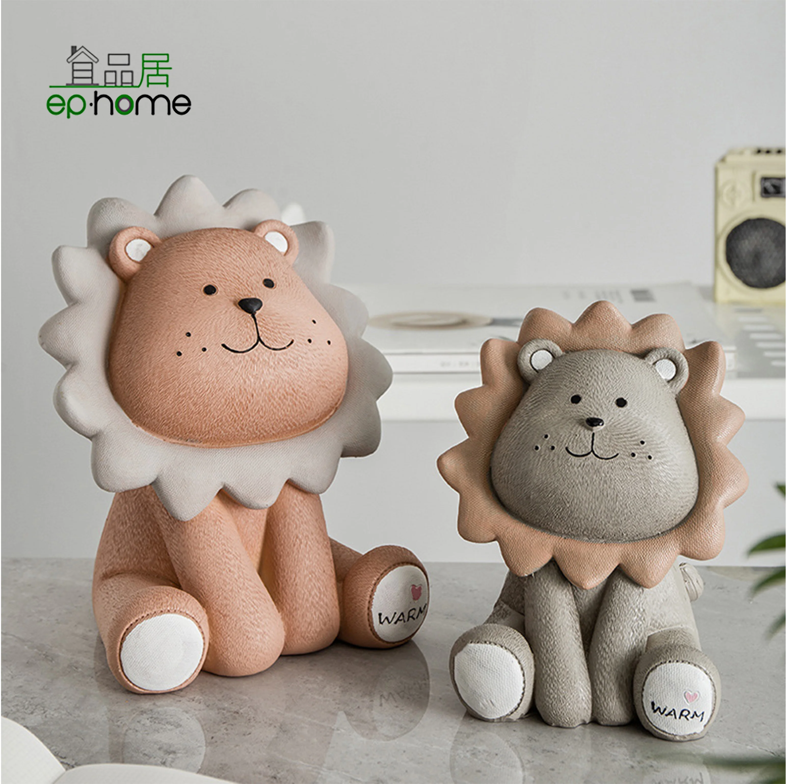 (Big size)Cute Sunny Lion Coin Bank for Kids , Resin Money Box, Best Gift for Children Home Office decoration