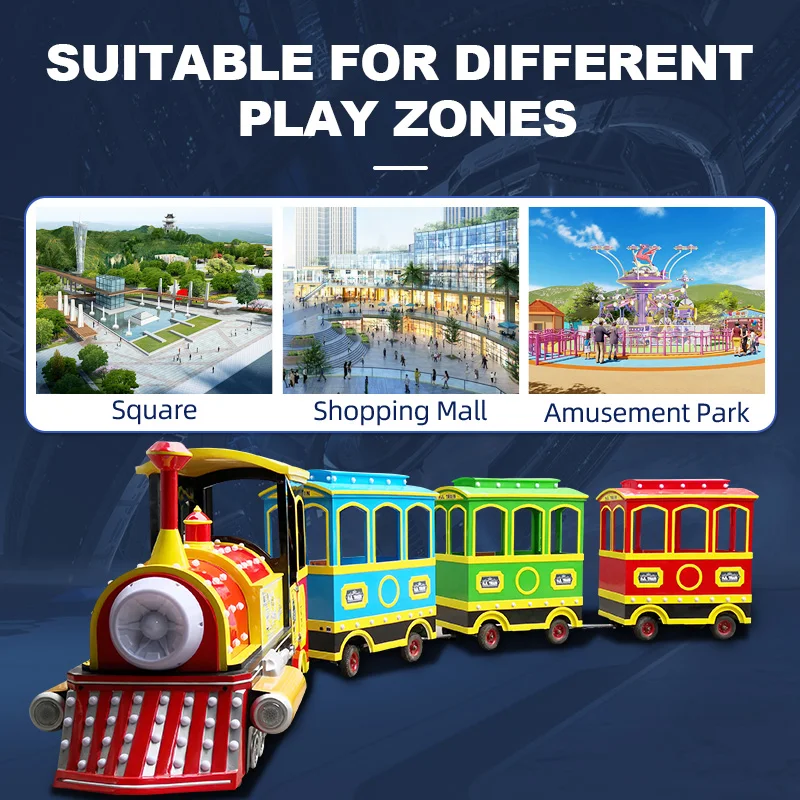 Antique Trackless Train for Children Electric Amusement Equipment for Playground & Scenic Shopping Mall Vintage Style