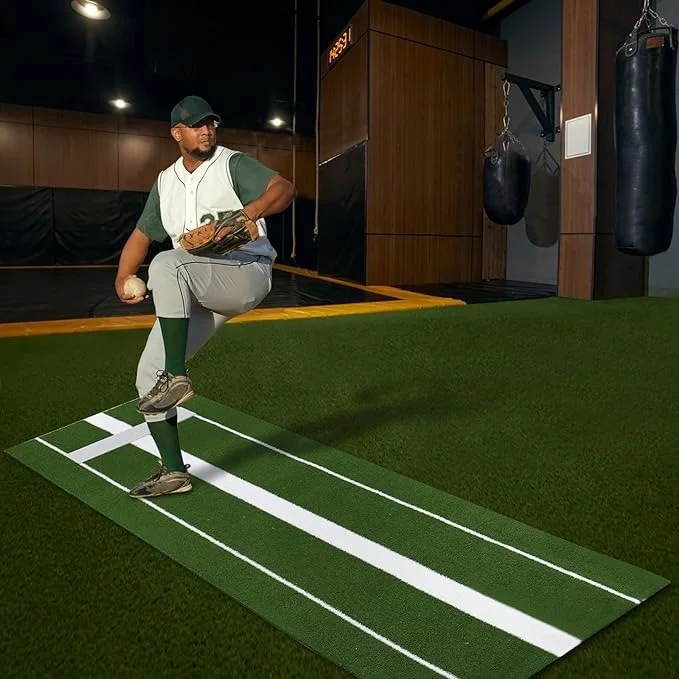 NWT Premium 10 Feet X 3 Feet Softball Pitching Mat in Clay and Green Color with Power Line and Case