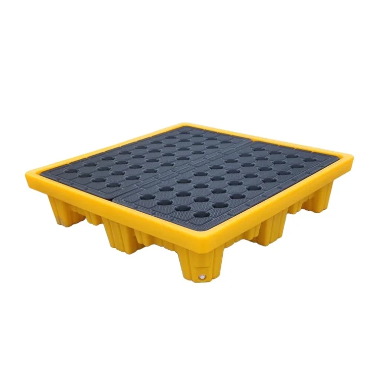 4 drum spill containment pallet for oil chemicals anti leakage safety  warehouse medical storage pallet shipping