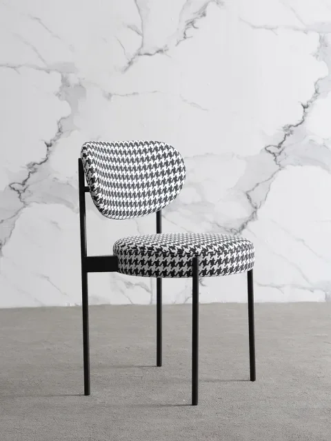 Nordic Modern Designer Fabric Chairs Living Room Backrest Home Dining Room Chrome Metal Legs Stackable Iron Dining Chairs