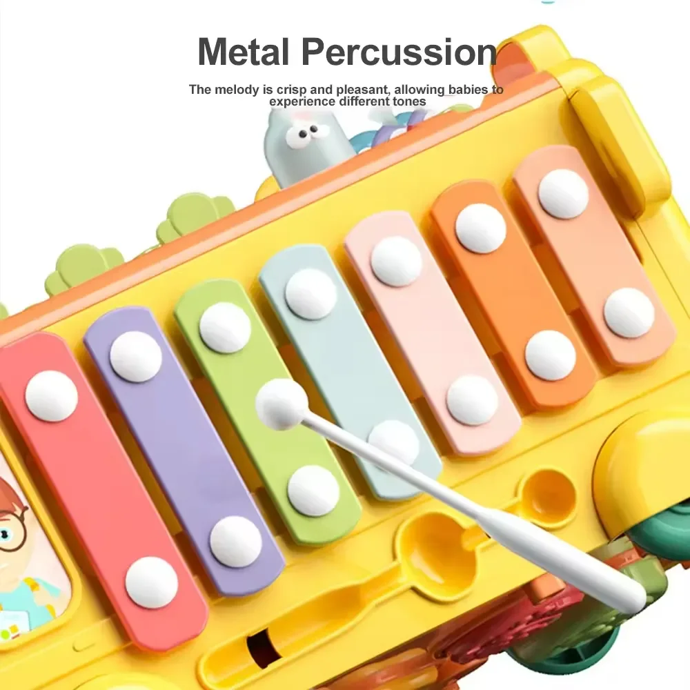 KYK multifunctional puzzle creative plastic shape match clock gear whack a mole game baby montessori yellow school bus toy
