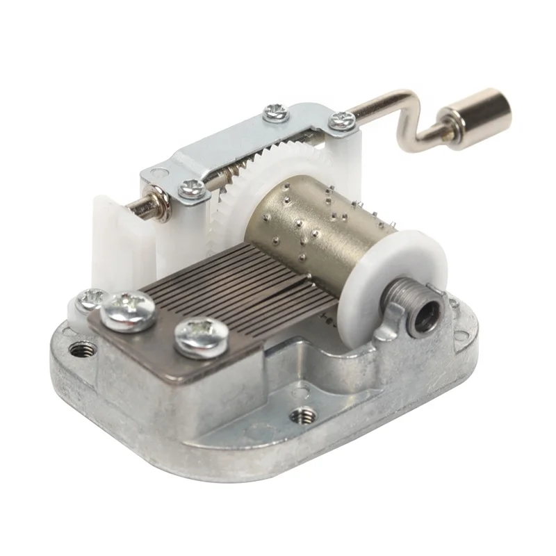 Cheap metal crank handle movement rectangular music box mechanism