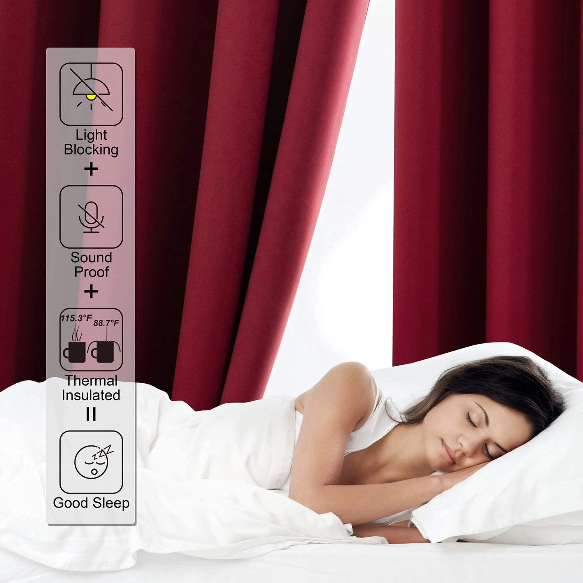 Bindi Wholesale Thermal Insulated Room Darkening Christmas Window Drapes Red Curtain For Bedroom