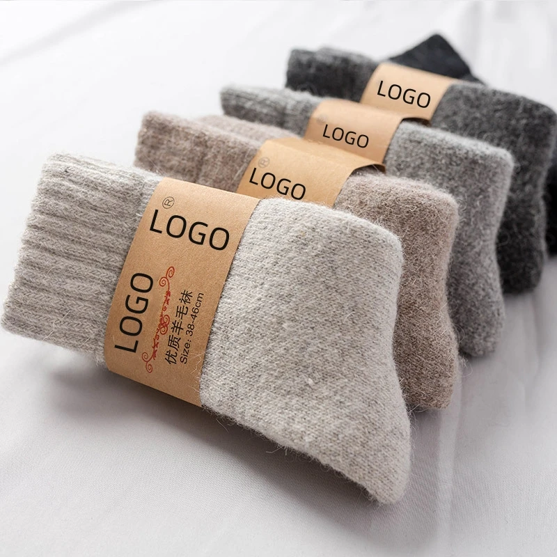 Wholesale samples Wool Socks Winter Comfortable Soft Custom Thick Warm Unisex Thermal Thick Knitting for Socks men
