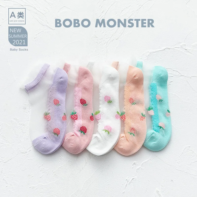 
Summer Mesh Ankle Sock Fruit Transparent Elastic Soft Socks fashion baby girl socks 