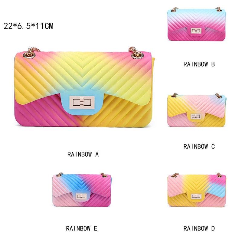 2022 PVC jelly bags rainbow purses and handbags luxury handbags for women