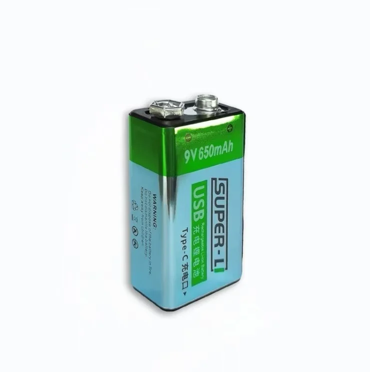 USB directly  charging  9V type-c Li-ion rechargeable battery for power tools Smoke Detectors Led light toys wireless keyboards