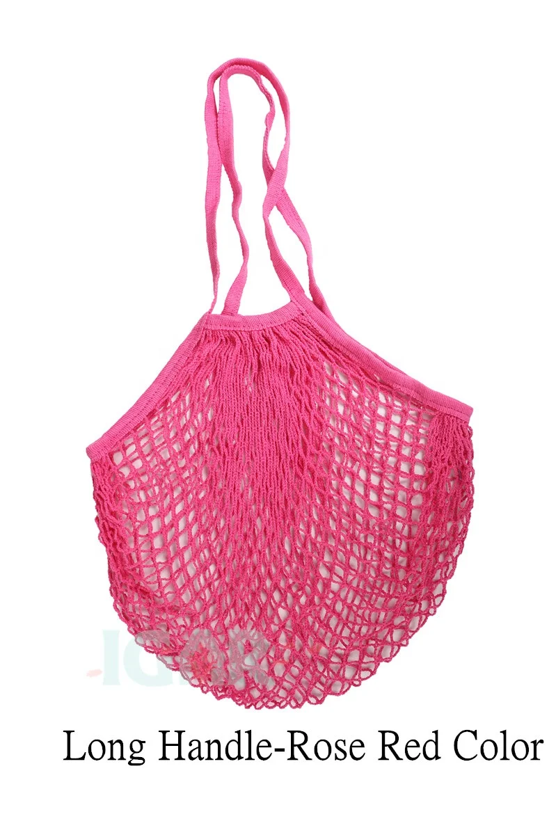 Eco-frindly Cotton Mesh Reusable Grocery Bags Net Shopping Bag With Customize Logo Printing Fashion Colorful Organic Cotton