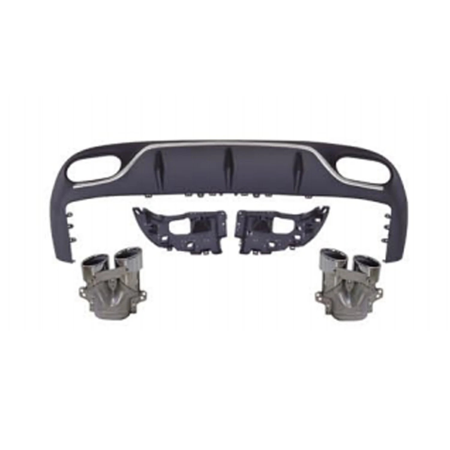 E53 Style Car Bumper Rear Diffuser WIth Sliver Tips For BENZ C238 AMG Coupe 2017+