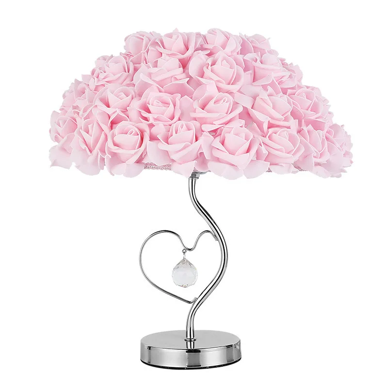 New Rose Flower Led Table Lamp European Style Wedding Party Bedroom Beside Night Light Decoration Gift Holiday Light