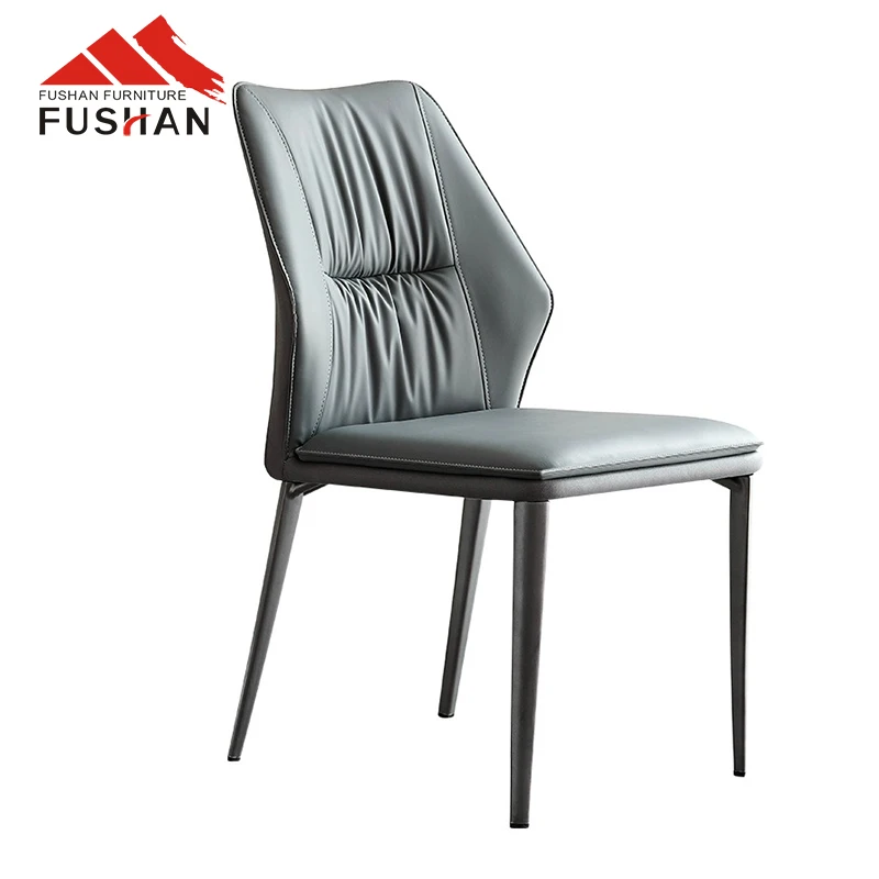 Nordic hotel restaurant dining chair metal frame pu cushion faux leather dining chairs for dining room
