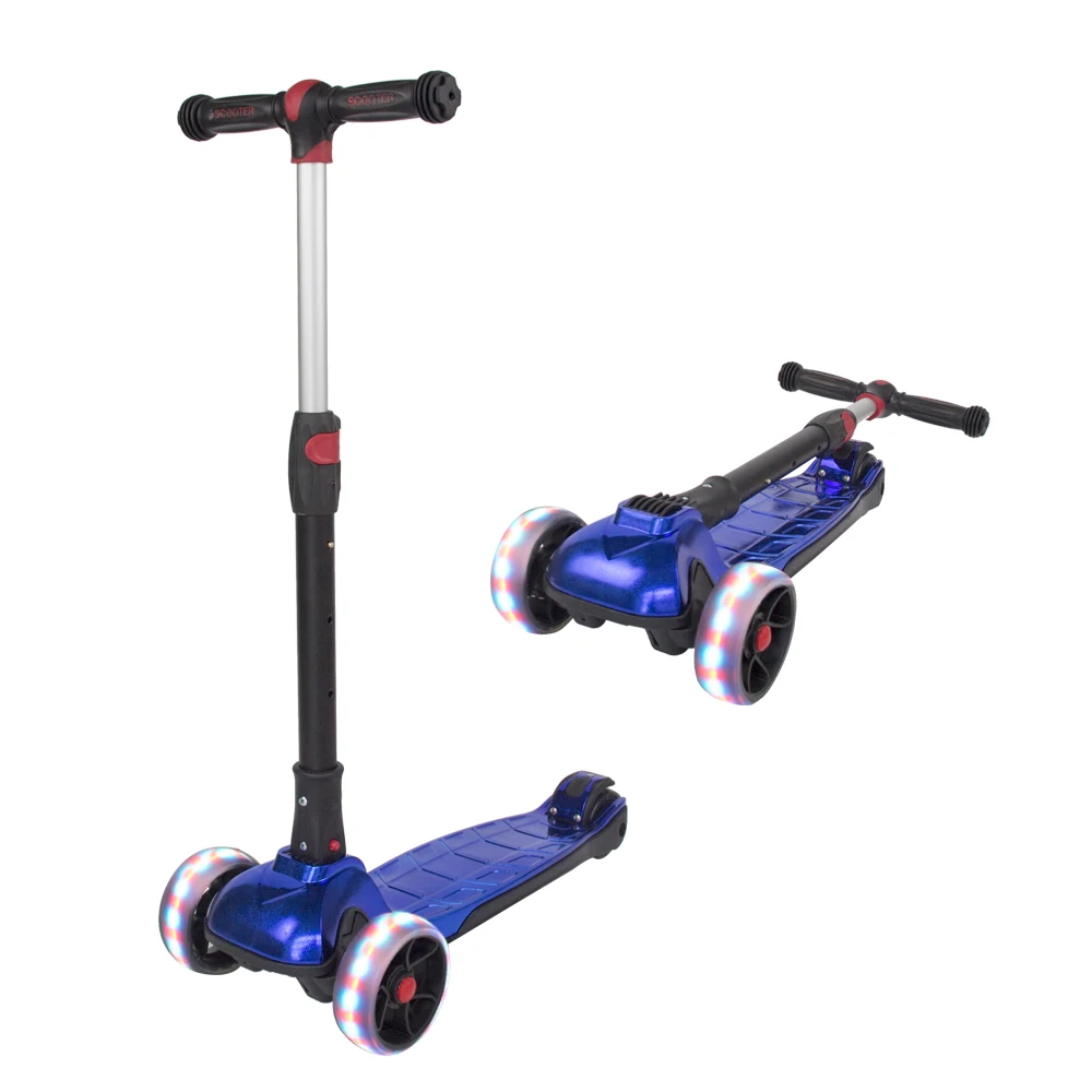 
4 PU wheels foldable kids foot Widen colorful pedal kick scooter for child 