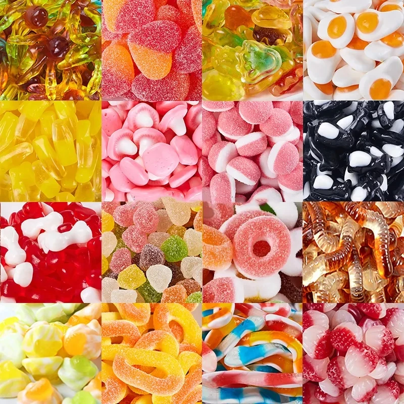 OEM Confectionery supplier Wholesale custom private labels fruit gummy candies gummy worms gummy bear sweets fruit jelly