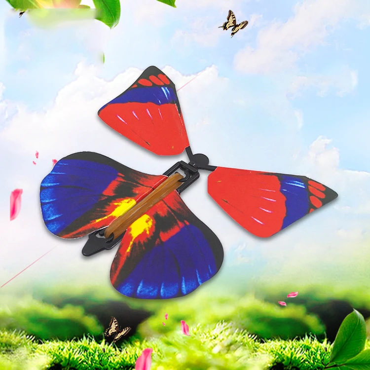 Magic Flyer Flying Butterfly Toys Magic Flying Butterfly Gift Box Wind Up Fairy Butterfly Book Romantic Rubber Band Powered Toys