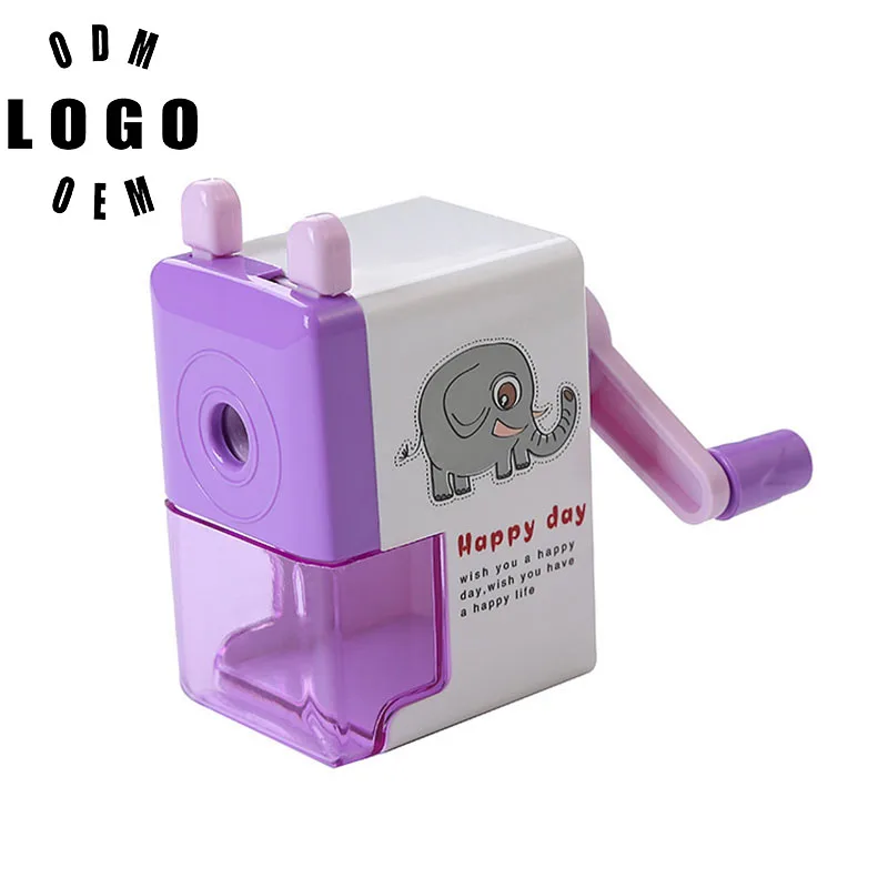 Cartoon Pencil Sharpener Hand-Cranked Pencil Sharpener in Box Creative and Labor-Saving Single-Hole Pencil Sharpener
